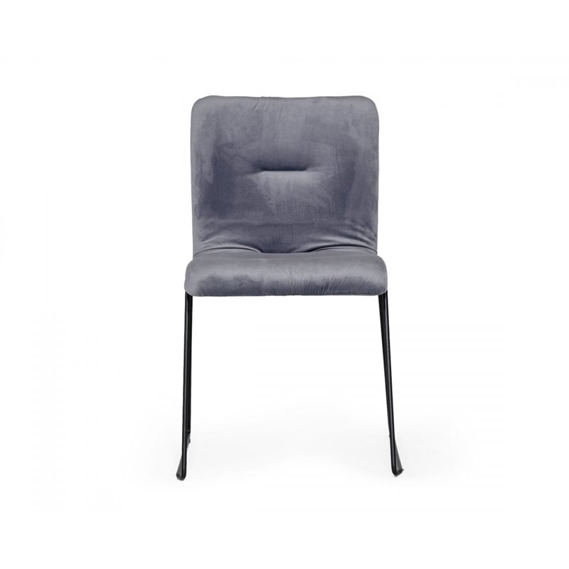 Pemberly Row Modern Velvet Dining Chairs in Gray and Black (Set of 2)