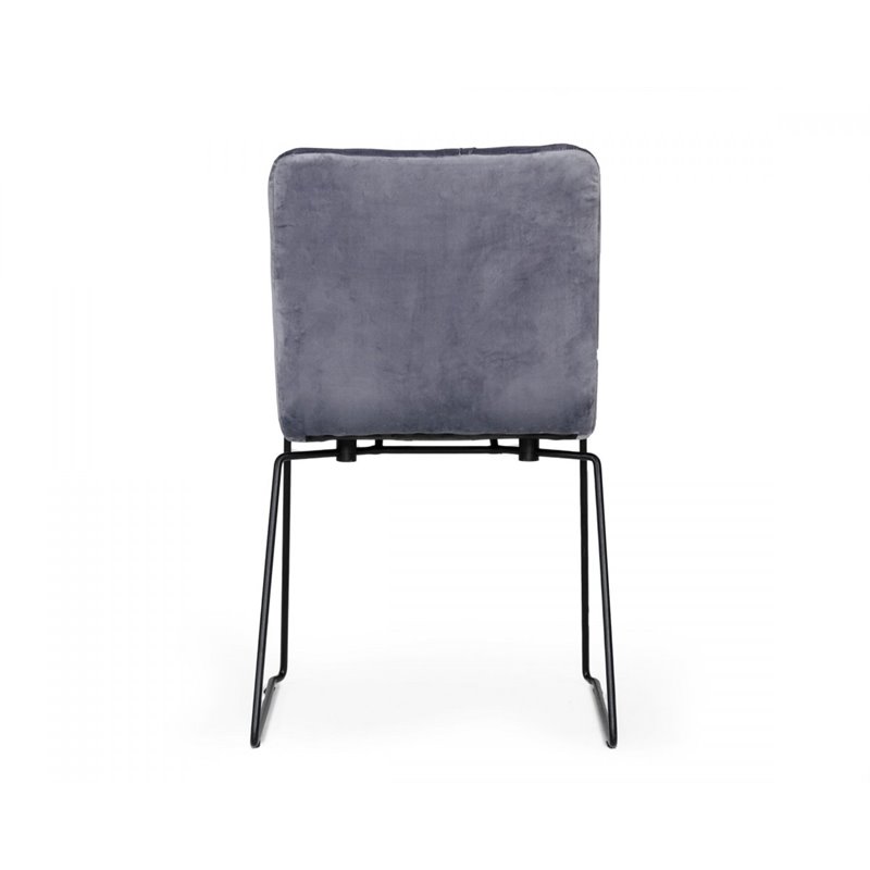 Pemberly Row Modern Velvet Dining Chairs in Gray and Black (Set of 2)