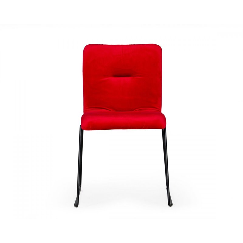 Pemberly Row Modern Velvet Dining Chairs in Red and Black (Set of 2)