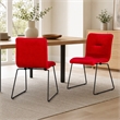 Pemberly Row Modern Velvet Dining Chairs in Red and Black (Set of 2)