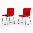 Pemberly Row Modern Velvet Dining Chairs in Red and Black (Set of 2)