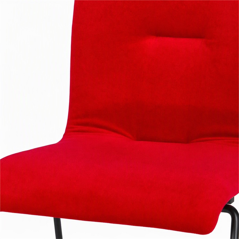 Pemberly Row Modern Velvet Dining Chairs in Red and Black (Set of 2)
