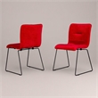 Pemberly Row Modern Velvet Dining Chairs in Red and Black (Set of 2)