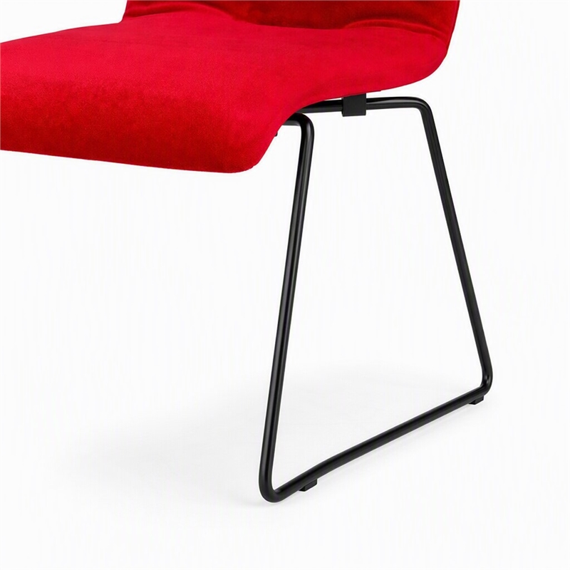 Pemberly Row Modern Velvet Dining Chairs in Red and Black (Set of 2)