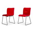 Pemberly Row Modern Velvet Dining Chairs in Red and Black (Set of 2)