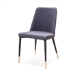 Pemberly Row Faux Leather Dining Chairs in Dark Gray with Gold Base (Set of 2)