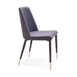 Pemberly Row Faux Leather Dining Chairs in Dark Gray with Gold Base (Set of 2)