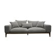 Pemberly Row Linen Fabric & Wood Upholstered Loveseat in Gray and Walnut