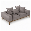 Pemberly Row Linen Fabric & Wood Upholstered Loveseat in Gray and Walnut