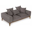 Pemberly Row Linen Fabric & Wood Upholstered Loveseat in Gray and Walnut
