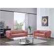 Pemberly Row Diamond Tufted Velvet Sofa with Metal Legs in Salmon Pink