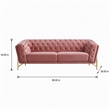 Pemberly Row Diamond Tufted Velvet Sofa with Metal Legs in Salmon Pink