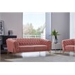 Pemberly Row Diamond Tufted Velvet Sofa with Metal Legs in Salmon Pink