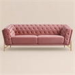 Pemberly Row Diamond Tufted Velvet Sofa with Metal Legs in Salmon Pink