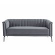 Pemberly Row Modern Polyester and Metal Sofa in Dark Gray and Black