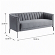 Pemberly Row Modern Polyester and Metal Sofa in Dark Gray and Black