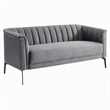 Pemberly Row Modern Polyester and Metal Sofa in Dark Gray and Black