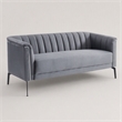 Pemberly Row Modern Polyester and Metal Sofa in Dark Gray and Black
