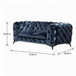 Pemberly Row Modern Blue Fabric Loveseat with Black Stainless Steel Legs