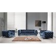 Pemberly Row Modern Blue Fabric Loveseat with Black Stainless Steel Legs