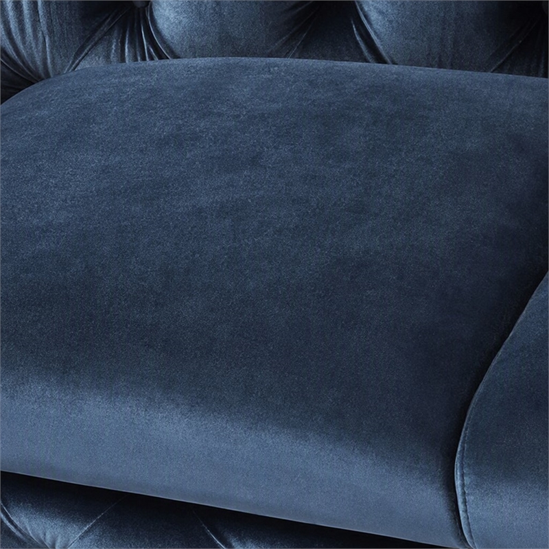 Pemberly Row Modern Blue Fabric Loveseat with Black Stainless Steel Legs