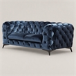 Pemberly Row Modern Blue Fabric Loveseat with Black Stainless Steel Legs