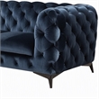 Pemberly Row Modern Blue Fabric Loveseat with Black Stainless Steel Legs