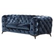 Pemberly Row Modern Blue Fabric Loveseat with Black Stainless Steel Legs