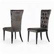 Pemberly Row Modern Velvet Dining Chairs in Gray with Metal Legs Set of 2