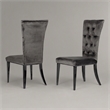 Pemberly Row Modern Velvet Dining Chairs in Gray with Metal Legs Set of 2
