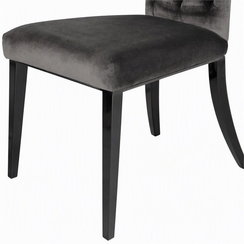 Pemberly Row Modern Velvet Dining Chairs in Gray with Metal Legs Set of 2