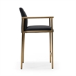 Pemberly Row Modern Black Vegan Leather and Brass Counter Chair