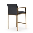 Pemberly Row Modern Black Vegan Leather and Brass Counter Chair