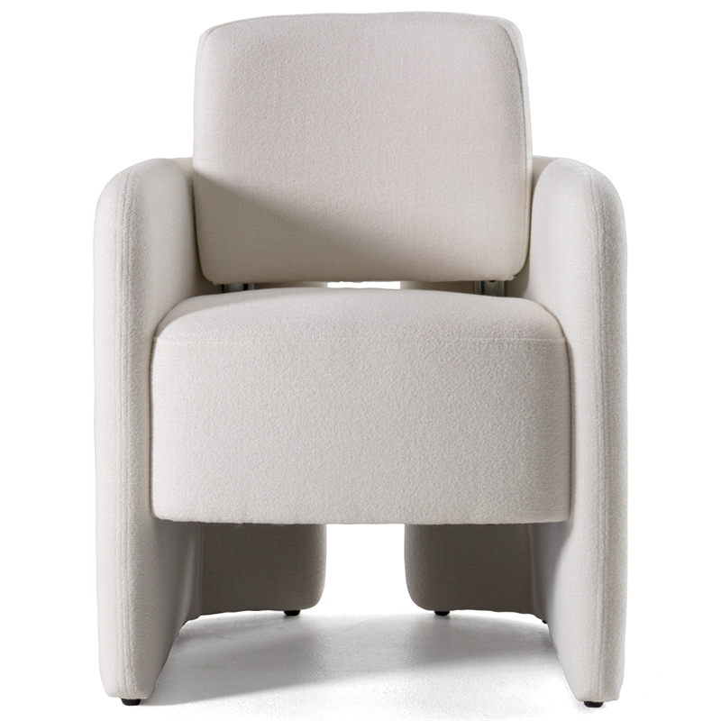 Pemberly Row Modern White Upholstered Dining Chair with Foam Seat