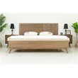 Pemberly Row Acacia Queen Solid Wood Bed in Walnut with Panel Headboard