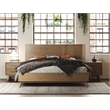 Pemberly Row Acacia Queen Solid Wood Bed in Walnut with Panel Headboard