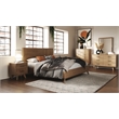 Pemberly Row Acacia Queen Solid Wood Bed in Walnut with Panel Headboard