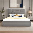 Pemberly Row Modern Bonded Leather Eastern King Bed in Gray