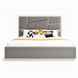 Pemberly Row Modern Bonded Leather Eastern King Bed in Gray
