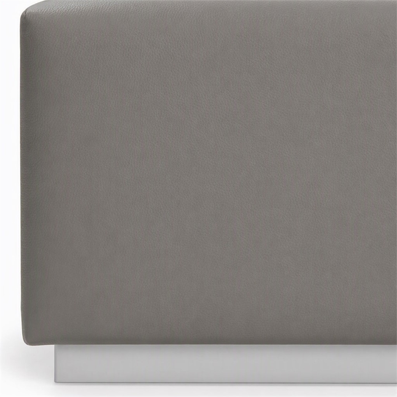 Pemberly Row Modern Bonded Leather Eastern King Bed in Gray