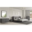 Pemberly Row Velvet & Metal Queen Bed in Charcoal Gray Upholstery