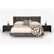 Pemberly Row Velvet & Metal Queen Bed in Charcoal Gray Upholstery