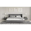 Pemberly Row Velvet & Metal Queen Bed in Charcoal Gray Upholstery