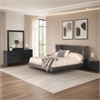 Pemberly Row Velvet & Metal Queen Bed in Charcoal Gray Upholstery