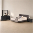 Pemberly Row Velvet & Metal Queen Bed in Charcoal Gray Upholstery