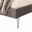 Pemberly Row Velvet & Metal Queen Bed in Charcoal Gray Upholstery