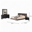 Pemberly Row Velvet & Metal Eastern King Bed in Charcoal Gray Upholstery