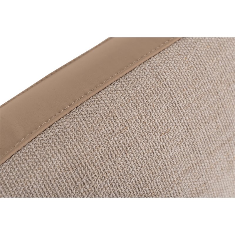Pemberly Row Modern King Fabric Bed Upholstered in Beige Cotton & Polyester