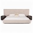 Pemberly Row Modern King Fabric Bed Upholstered in Beige Cotton & Polyester