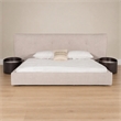 Pemberly Row Modern King Fabric Bed Upholstered in Beige Cotton & Polyester